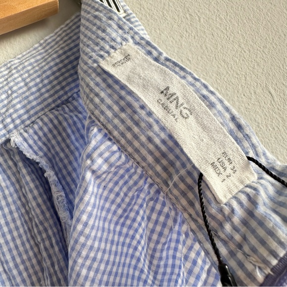 NWOT Mango Gingham 100% Cotton Midi A Line Skirt in Baby Blue w/ Pockets - Picture 13 of 13